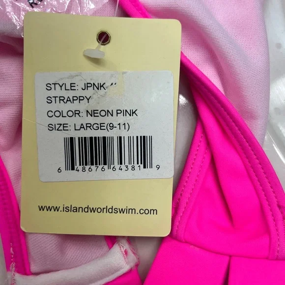 Island Love, hot, pink bikini bottoms, Sz. Large (9-11), 2 straps on sides, NWT - Picture 9 of 10